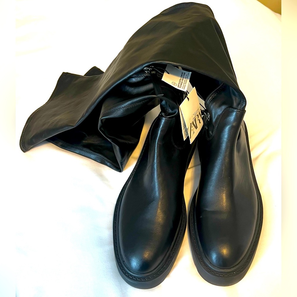 ZARA NEW WITH TAGS Tall lug sole boots